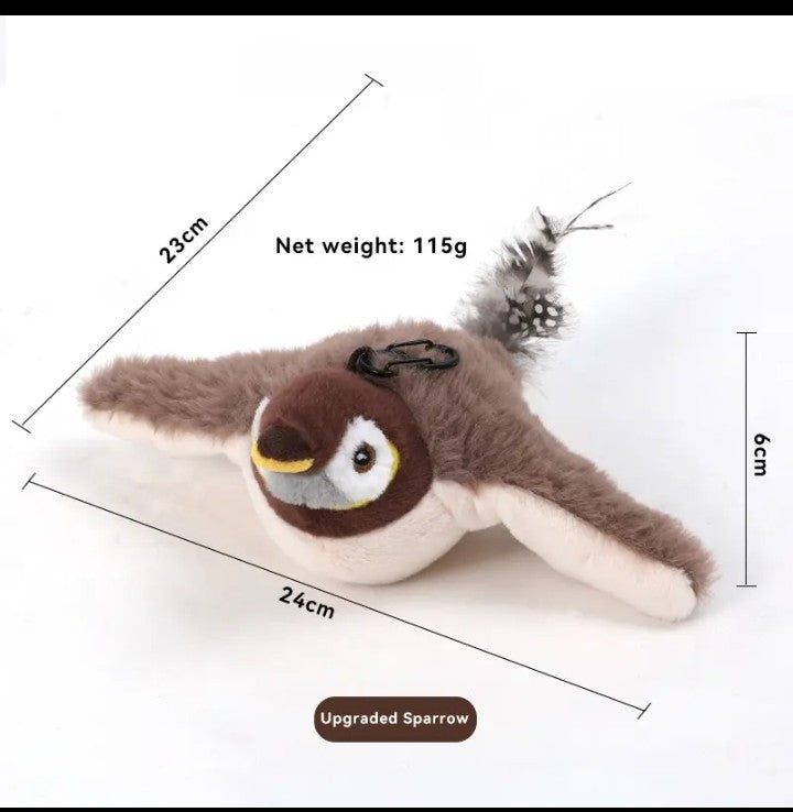 Jouet interactif pour chat en forme d'oiseau qui gazouille, avec ailes battantes, rechargeable et activé par le mouvement, pour chats d'intérieur, compatible avec les chats et les chiens.