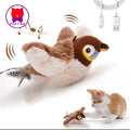 Jouet interactif pour chat en forme d'oiseau qui gazouille, avec ailes battantes, rechargeable et activé par le mouvement, pour chats d'intérieur, compatible avec les chats et les chiens.