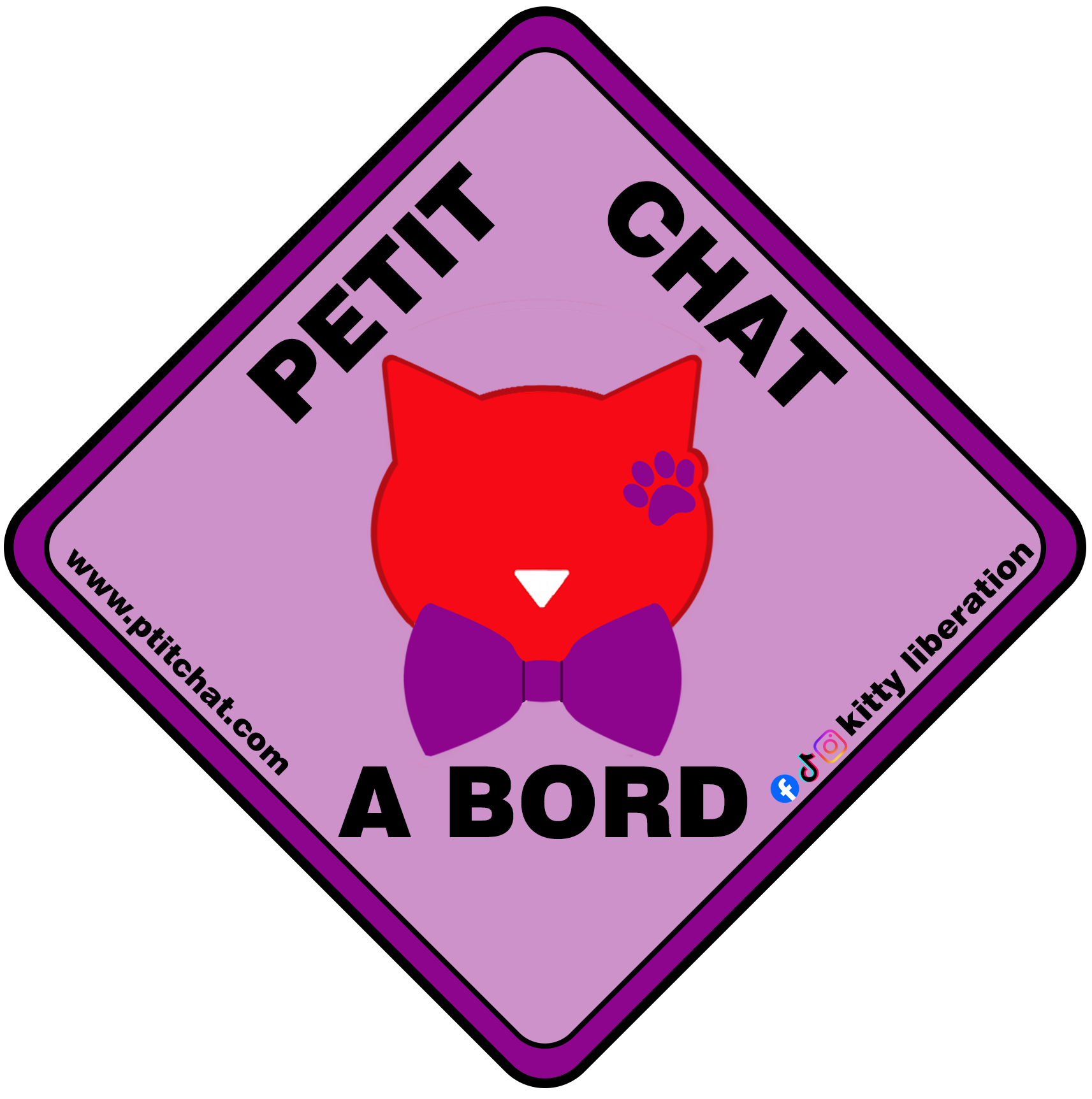 Sticker pour voiture, bateau et sur porte de maison Petit Chat à Bord