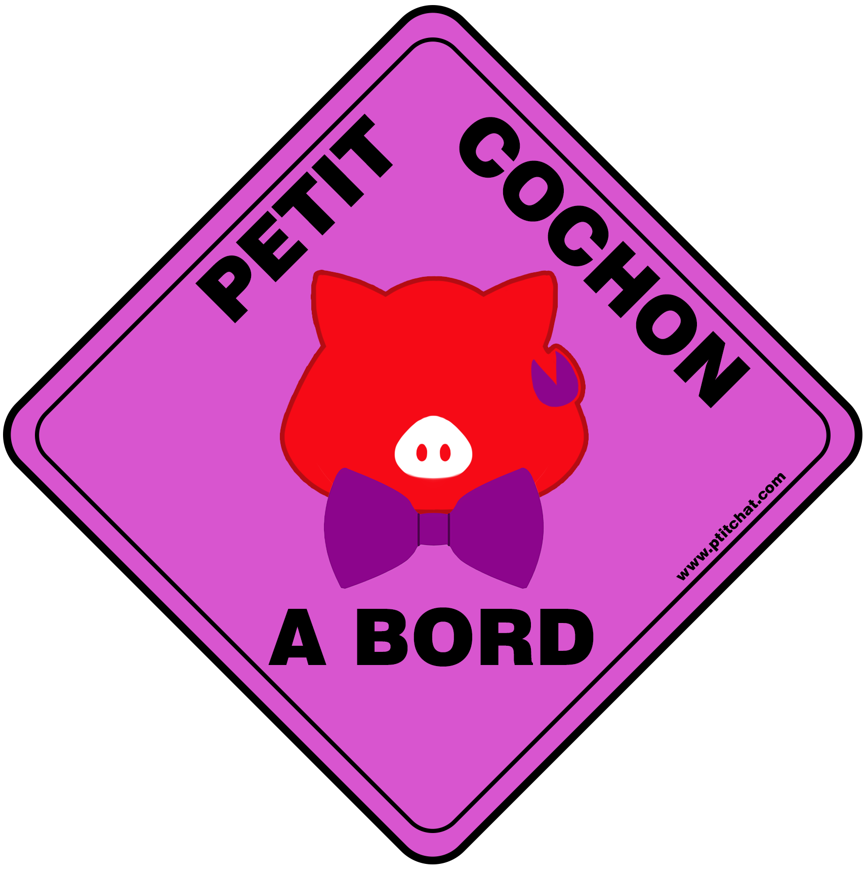 Sticker de voiture et sur porte de maison "Petit Cochon à Bord"