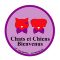 Sticker pour magasin "Chat et Chiens Bienvenus"