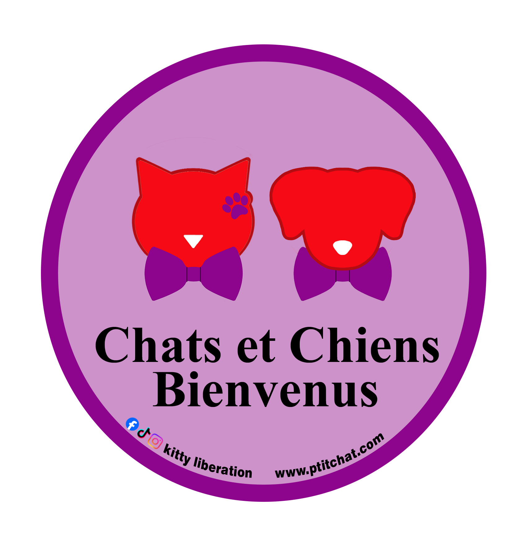 Sticker pour magasin "Chat et Chiens Bienvenus"