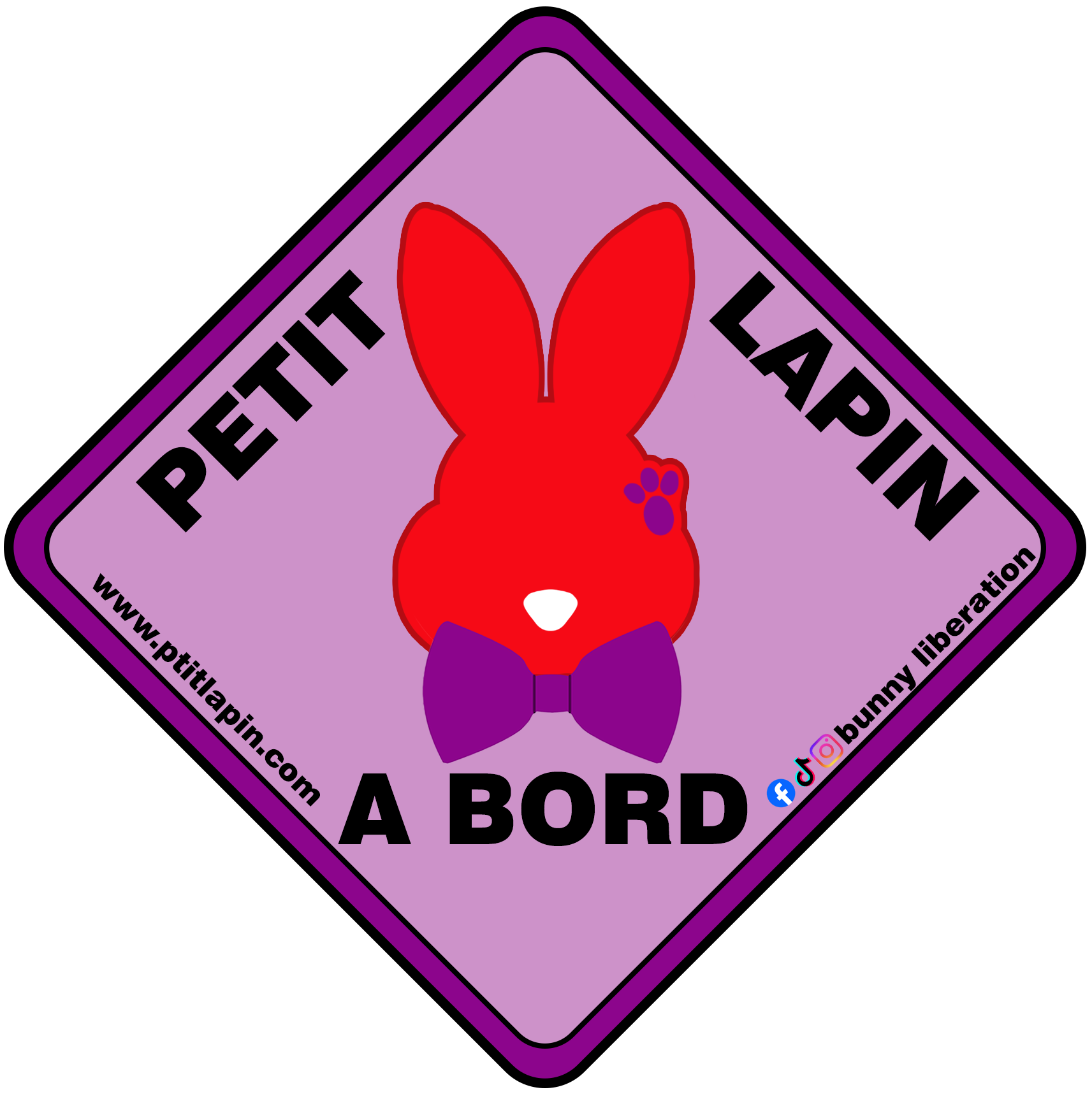 Sticker pour voiture, bateau et sur porte de maison Petit Lapin à Bord