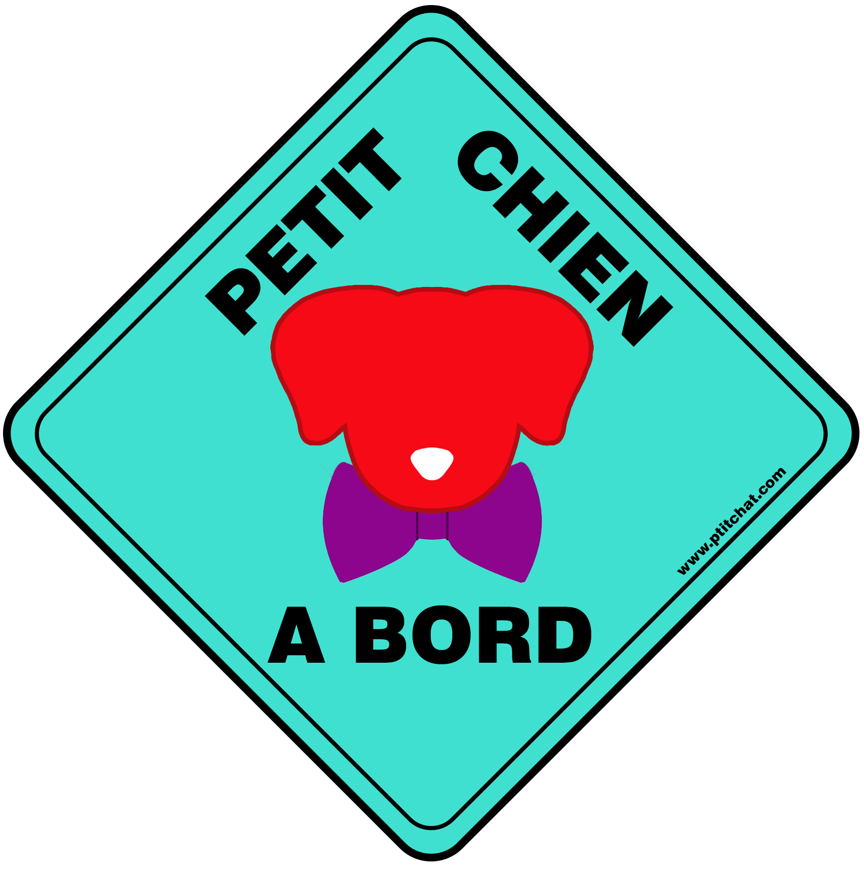 Sticker de voiture et sur porte de maison "Petit Chien à Bord"