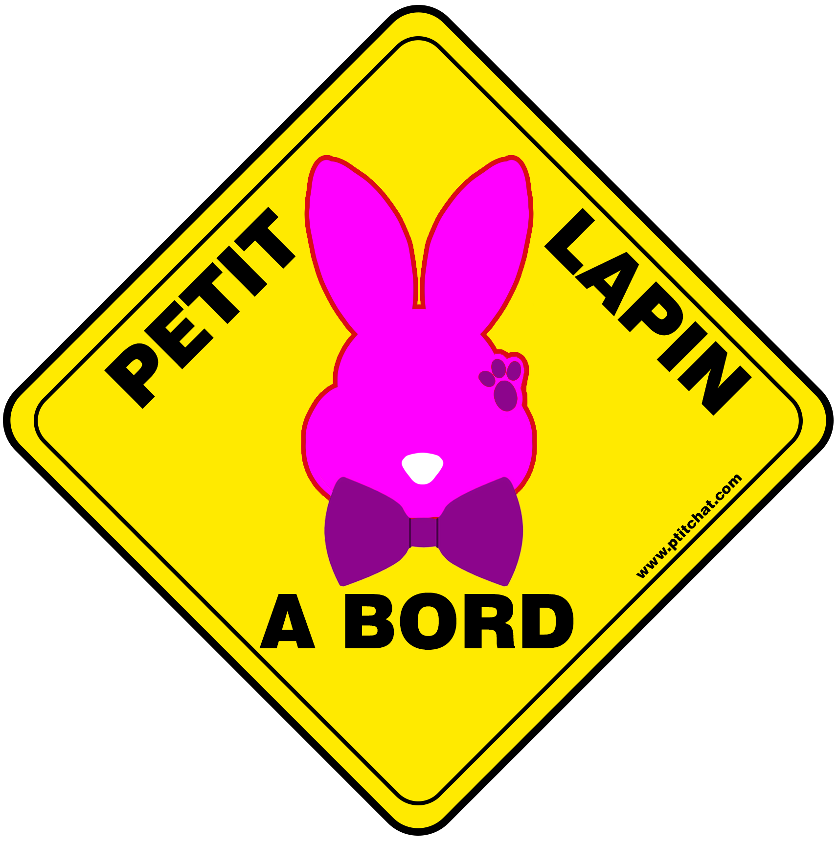 Sticker de voiture et sur porte de maison "Petit Lapin à Bord"