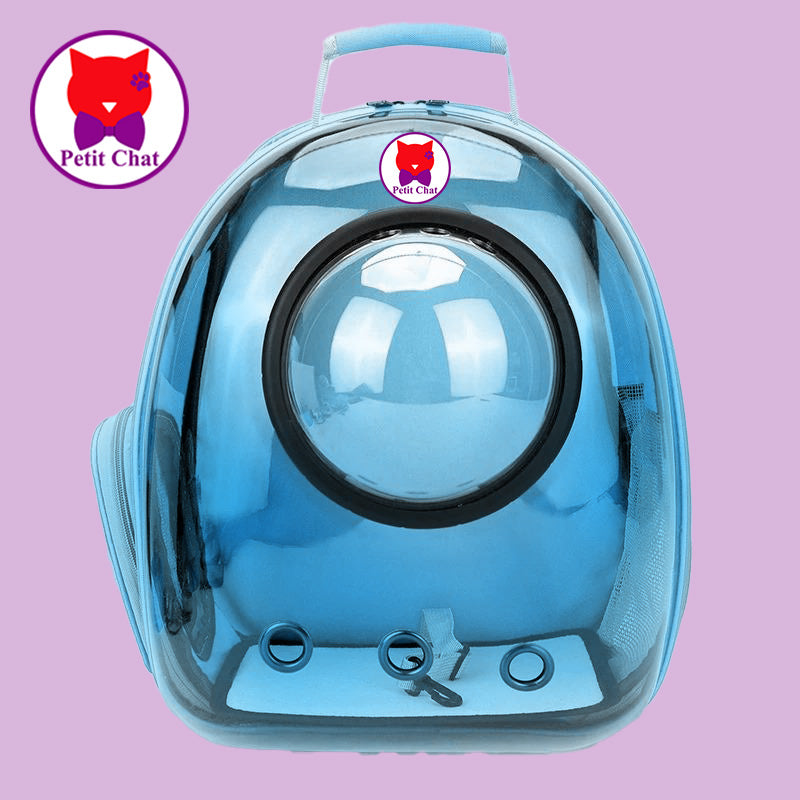 Sac de transport pour chats: sac à dos capsule bleu"Petit Chat"
