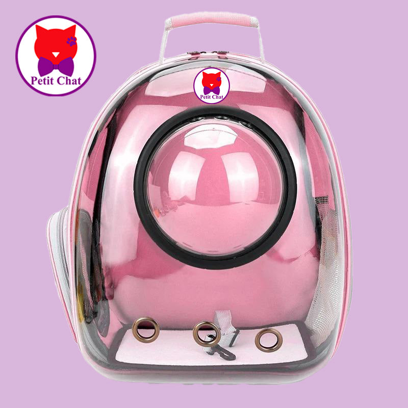 Sac de transport pour chats: sac à dos capsule rose  "Petit Chat"
