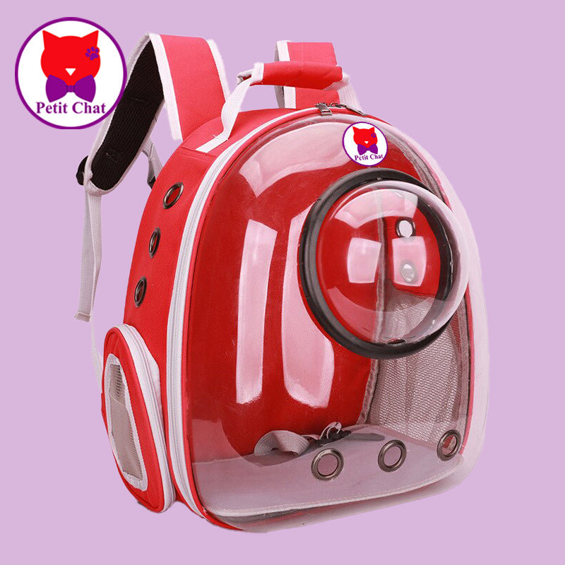 Sac de transport pour chats: sac à dos capsule rouge "Petit Chat"
