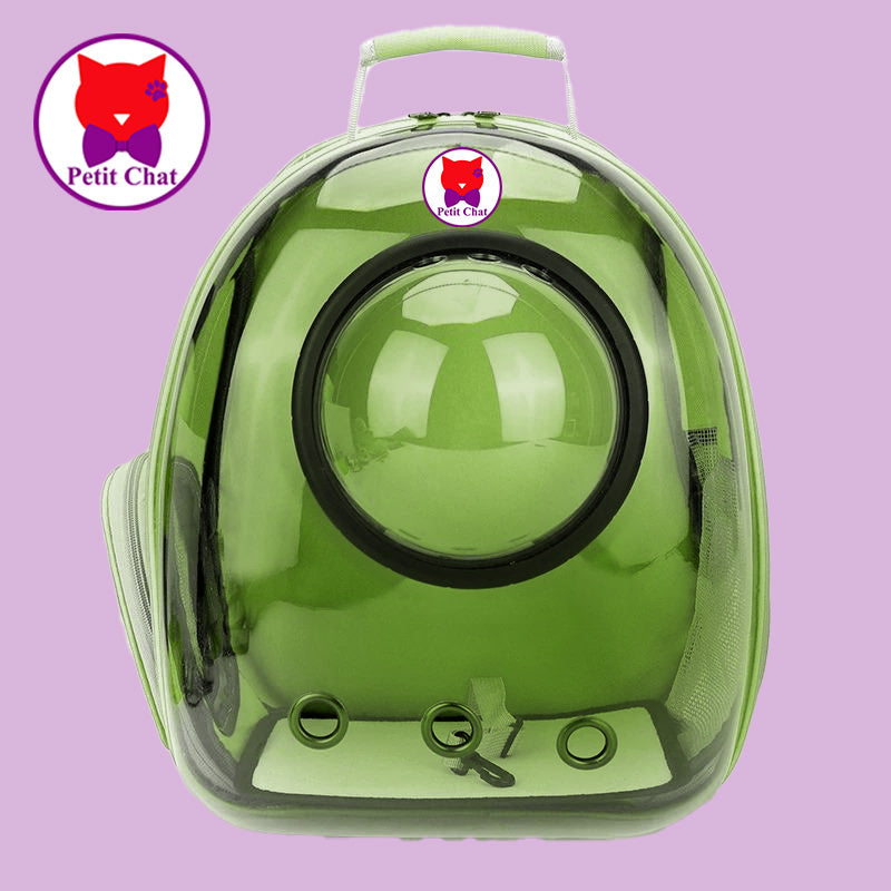 Sac de transport pour chats: sac à dos capsule vert fluo pour chats "Petit Chat"